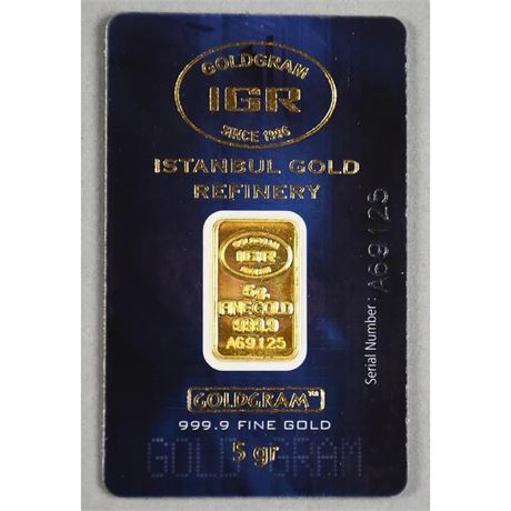 5 Grams Istanbul Gold Refinery .9999 Fine Gold Ingot